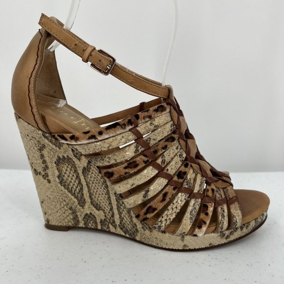 Cole Haan Women's Wedge High Heels Size 6.5B Leopard Snake Print 4" Heels - Picture 7 of 14